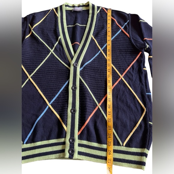 Vintage Carlo Colucci Knit Cardigan Sweater Men’s L Abstract Stripes Designer - Picture 7 of 11
